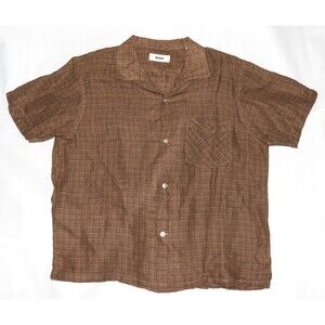 Buck Mason Men's Short Sleeve Linen Blend Camp Loop Collar Shirt Size Large